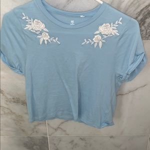Blue with white flowers crop top